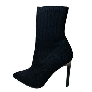 Steve Madden Discreet Stiletto High Heel Pointed Toe Ankle Sock Boots Black 8.5